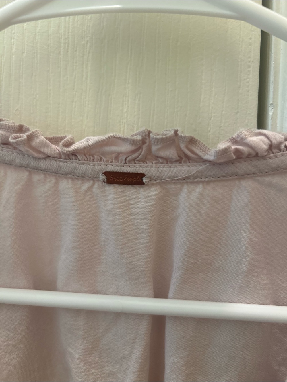 Free People Pale Pink Lace-Trim Button Down Blouse - Picture 2 of 3